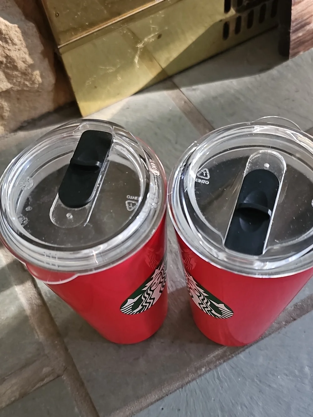 Starbucks 16 oz Red Stainless Travel Cups w/ Lids Bundle of 2 New